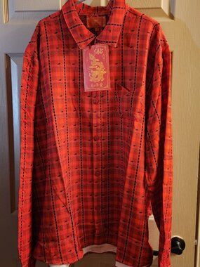 THC Long Sleeve Red & Black Plaid Shirt, 3XL, new with tags